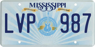MS license plate LVP987