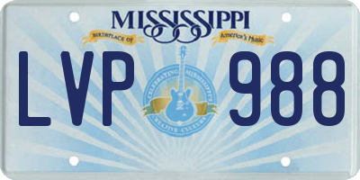 MS license plate LVP988