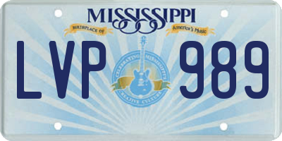 MS license plate LVP989