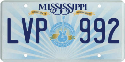 MS license plate LVP992