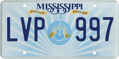 MS license plate LVP997