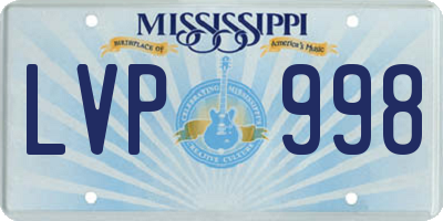 MS license plate LVP998