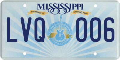 MS license plate LVQ006