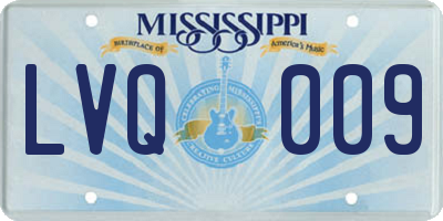 MS license plate LVQ009