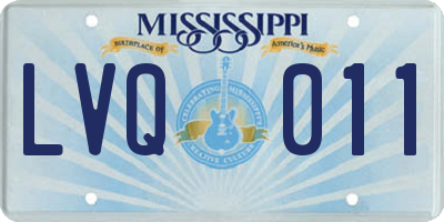 MS license plate LVQ011