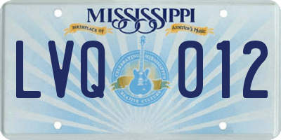 MS license plate LVQ012