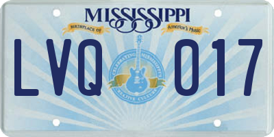 MS license plate LVQ017