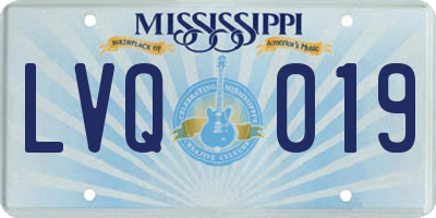 MS license plate LVQ019