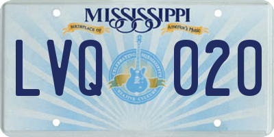 MS license plate LVQ020