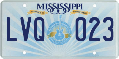 MS license plate LVQ023