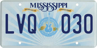 MS license plate LVQ030