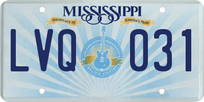 MS license plate LVQ031