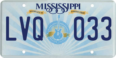 MS license plate LVQ033