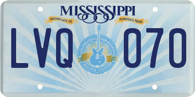MS license plate LVQ070