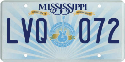 MS license plate LVQ072