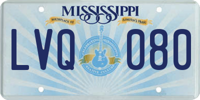 MS license plate LVQ080
