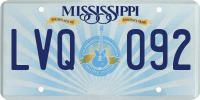 MS license plate LVQ092