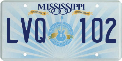 MS license plate LVQ102