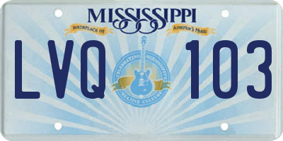 MS license plate LVQ103