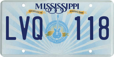 MS license plate LVQ118