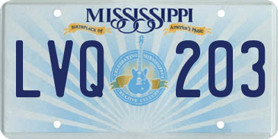 MS license plate LVQ203