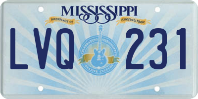 MS license plate LVQ231