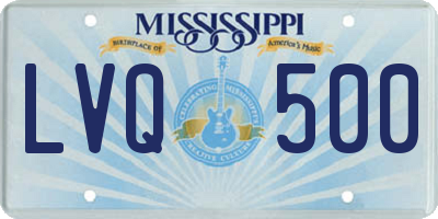 MS license plate LVQ500