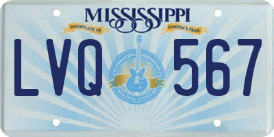 MS license plate LVQ567