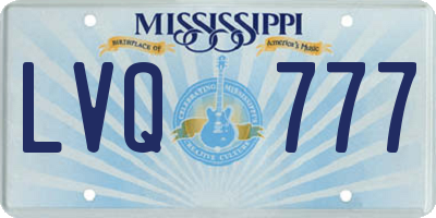 MS license plate LVQ777
