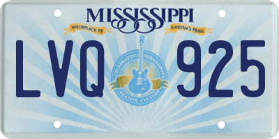 MS license plate LVQ925