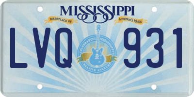 MS license plate LVQ931