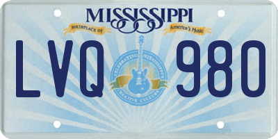 MS license plate LVQ980