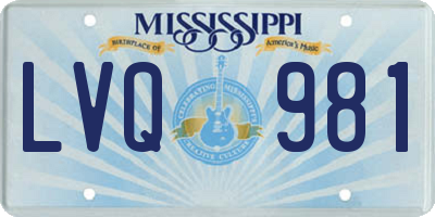 MS license plate LVQ981