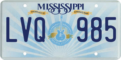 MS license plate LVQ985