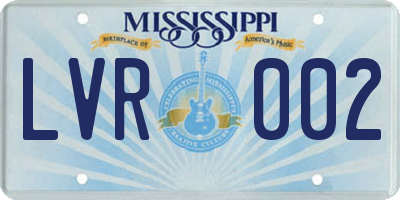 MS license plate LVR002