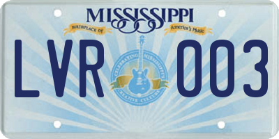 MS license plate LVR003