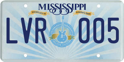 MS license plate LVR005