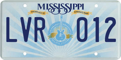 MS license plate LVR012