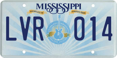MS license plate LVR014