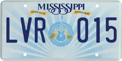 MS license plate LVR015