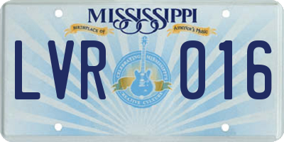 MS license plate LVR016