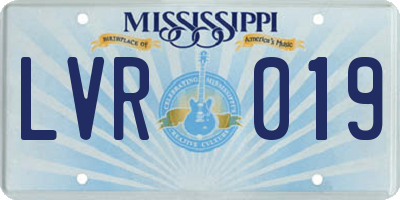 MS license plate LVR019