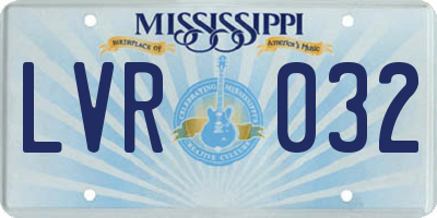 MS license plate LVR032
