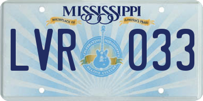 MS license plate LVR033