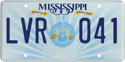 MS license plate LVR041