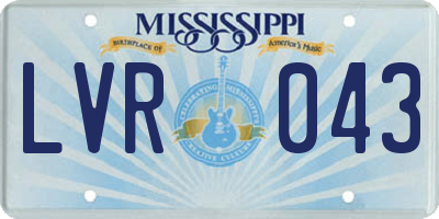 MS license plate LVR043
