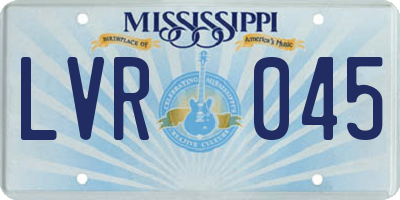 MS license plate LVR045