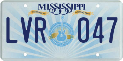 MS license plate LVR047