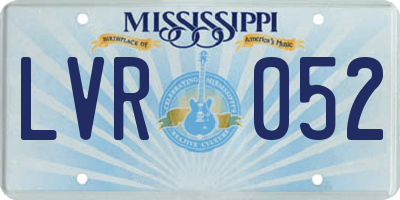 MS license plate LVR052