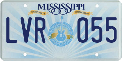MS license plate LVR055